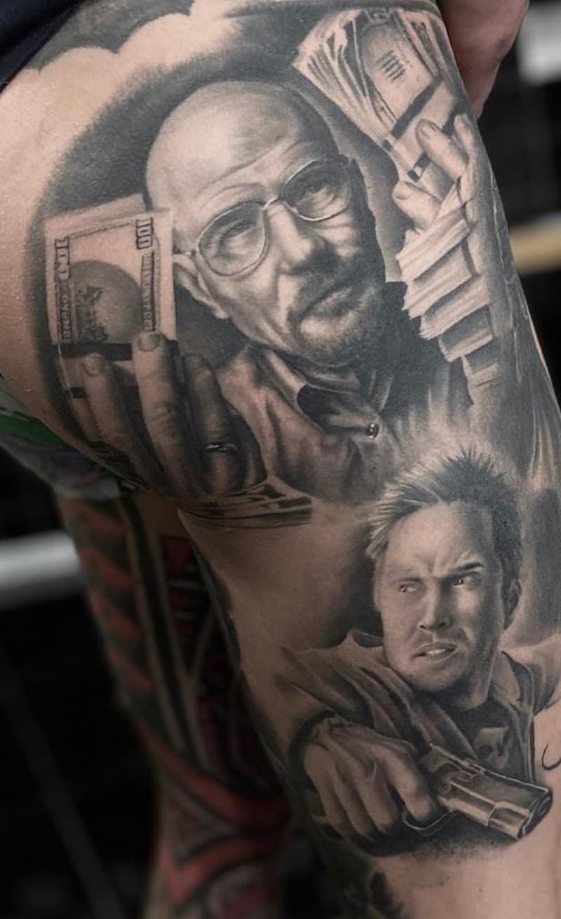 Realistisch portret van Walter White en Jesse Pinkman uit Breaking Bad.